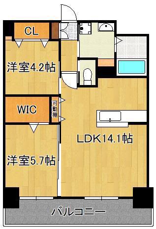 ウィングス熊手(2LDK/10階)の間取り写真