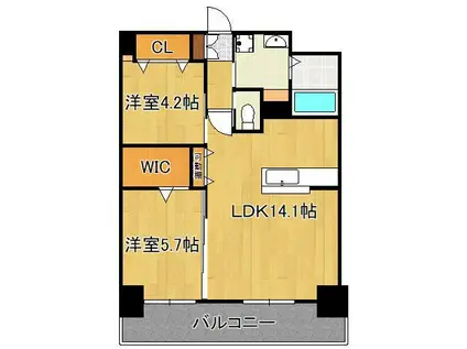 ウィングス熊手(2LDK/11階)の間取り写真