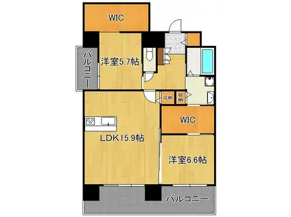 レジェンド黒崎(2LDK/12階)の間取り写真