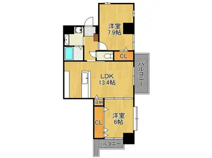 サンシャイン.プリンセス青山(2LDK/15階)の間取り写真