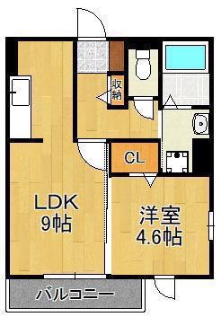 D-ROOM浜町Ⅱ B棟(1LDK/1階)の間取り写真
