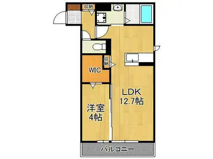 D-ROOM浜町Ⅱ B棟(1LDK/1階)の間取り写真