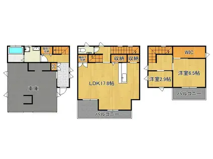 鹿児島本線 陣原駅 徒歩11分 3階建 築7年(2LDK)の間取り写真