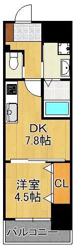 シュライン恵比寿タワーレジデンス(1DK/8階)の間取り写真