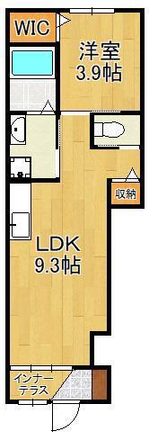 パーチェM(1LDK/1階)の間取り写真