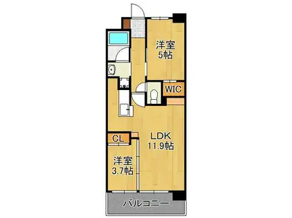 コンダクトレジデンスFUTAJIMA(2LDK/7階)の間取り写真