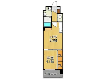 コンダクトレジデンスFUTAJIMA(1LDK/4階)の間取り写真