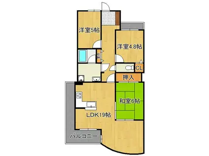 イマージュアークヒルズ黒崎西(3LDK/12階)の間取り写真