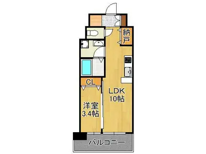 ザ・レジデンス黒崎駅南(1LDK/10階)の間取り写真