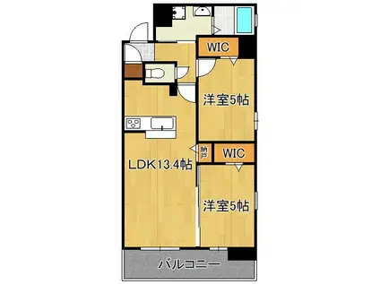 ザ・レジデンス黒崎駅南(2LDK/14階)の間取り写真