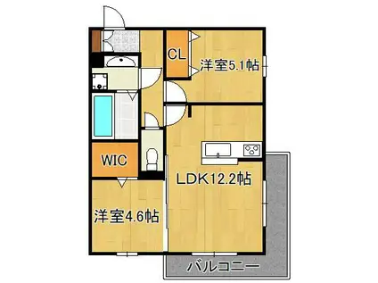 D-ROOM藤田 A棟(2LDK/2階)の間取り写真