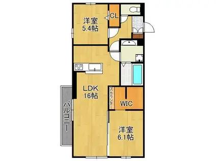 D-ROOM藤田 A棟(2LDK/3階)の間取り写真