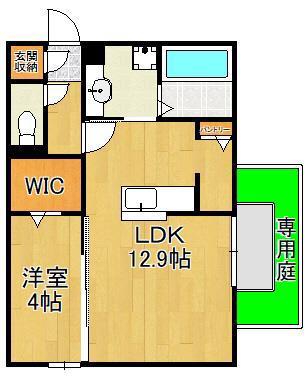 D-ROOM則松(1LDK/1階)の間取り写真