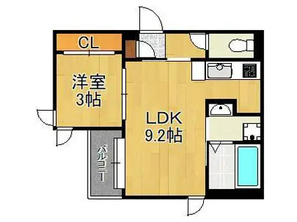 REGALESTラフィエ(1LDK/1階)の間取り写真