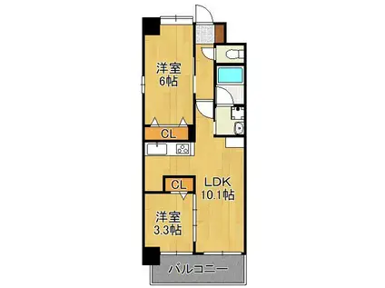 コンダクトレジデンスJINYAMA(2LDK/4階)の間取り写真