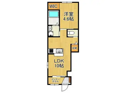 OLIVEⅡ(1LDK/1階)の間取り写真