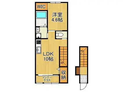 OLIVEⅡ(1LDK/2階)の間取り写真