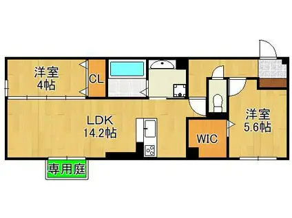 イオメール竹末(2LDK/1階)の間取り写真