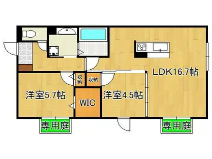 イオメール竹末(2LDK/1階)の間取り写真