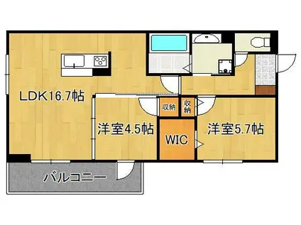 イオメール竹末(2LDK/2階)の間取り写真