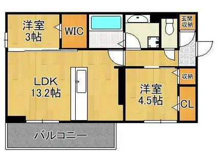 TORISIA陣原(2LDK/3階)の間取り写真