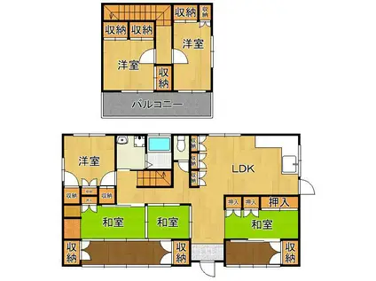 筑豊電気鉄道 熊西駅 徒歩3分 2階建 築47年(6DK)の間取り写真