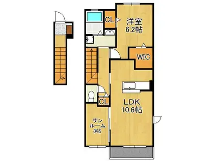 ナチュラルライフ(1LDK/2階)の間取り写真