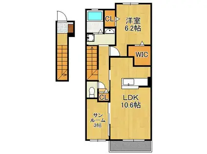 ナチュラルライフ(1LDK/2階)の間取り写真