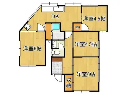 筑豊本線 若松駅 バス乗車時間：6分 岬の山バス停で下車 徒歩5分 1階建 築54年(4DK)の間取り写真