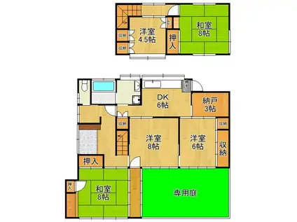 筑豊本線 藤ノ木駅 徒歩56分 2階建 築51年(5SDK)の間取り写真