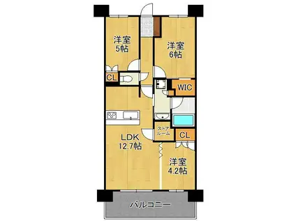 サンパーク黒崎駅レジデンス(3SLDK/15階)の間取り写真