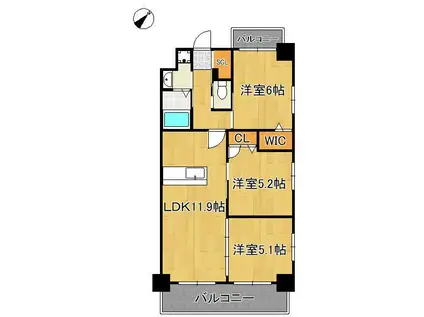 コンダクトレジデンスHIGUCHIMACHI(3LDK/2階)の間取り写真