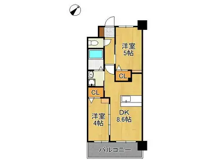 コンダクトレジデンスHIGUCHIMACHI(2DK/3階)の間取り写真