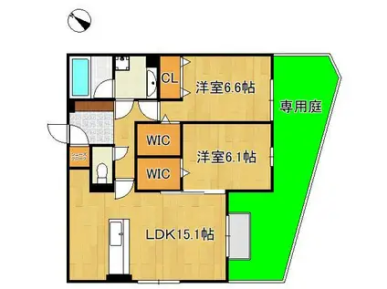 プラシード(2LDK/1階)の間取り写真