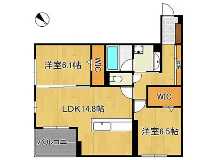 プラシード(2LDK/3階)の間取り写真