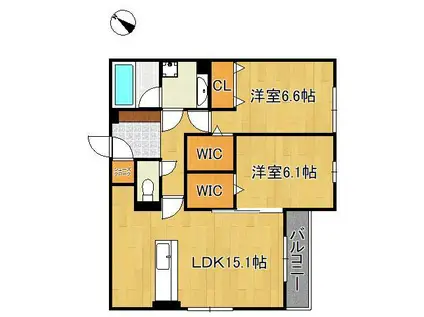 プラシード(2LDK/2階)の間取り写真