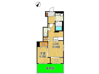 シャルマン・東鳴水(1LDK/1階)の間取り写真