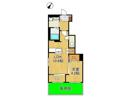 シャルマン・東鳴水(1LDK/1階)の間取り写真