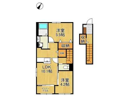 八幡西区東鳴水4丁目アパート(2LDK/2階)の間取り写真
