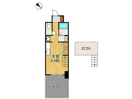 RISO CORE(ワンルーム/3階)の間取り写真
