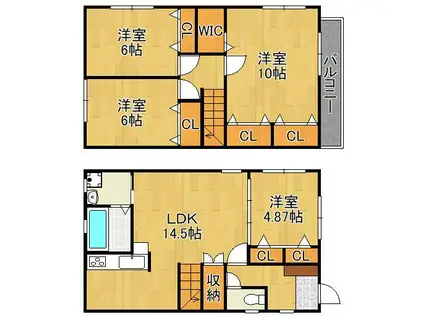 鹿児島本線 八幡駅(福岡) バス乗車時間：10分 久喜町バス停で下車 徒歩6分 2階建 築16年(4LDK)の間取り写真