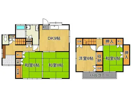 筑豊本線 藤ノ木駅 徒歩64分 2階建 築46年(4DK)の間取り写真