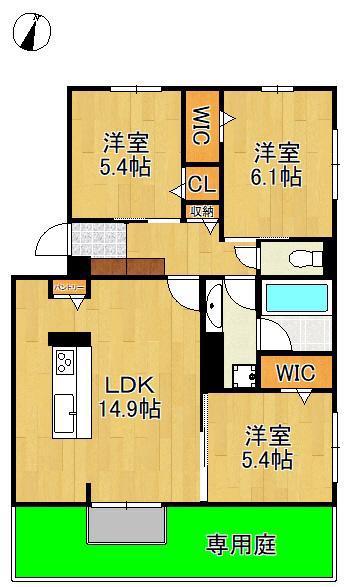 TORISIA相生町(3LDK/1階)の間取り写真