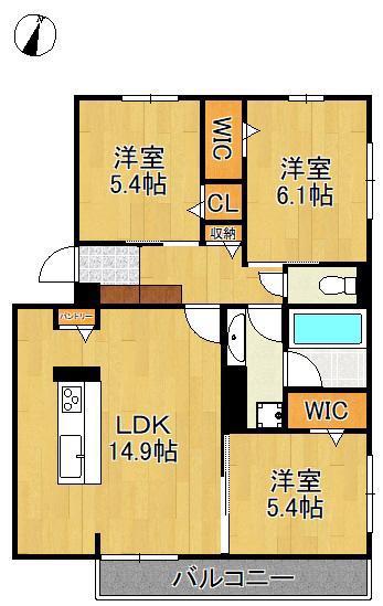 TORISIA相生町(3LDK/3階)の間取り写真