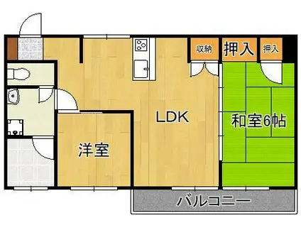 リビオン熊西(2LDK/4階)の間取り写真