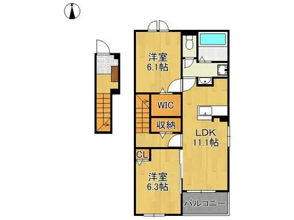 プリマベーラ(2LDK/2階)の間取り写真