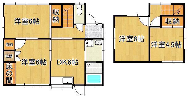 筑豊本線 藤ノ木駅 徒歩68分 2階建 築46年(4DK)の間取り写真