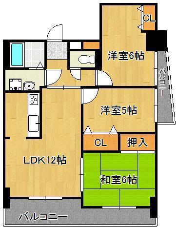 KIND HEART(3LDK/6階)の間取り写真