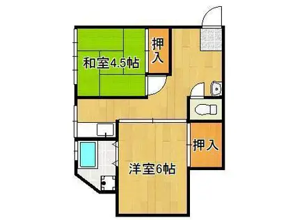 東町ビル(2SK/4階)の間取り写真