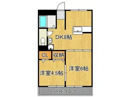 第二白石ビル(2DK/5階)の間取り写真